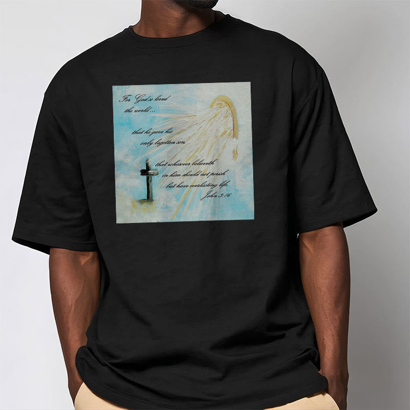 T-shirt à manches courtes Christianartworkshop style classique « Dieu a tant aimé le monde » - image 7