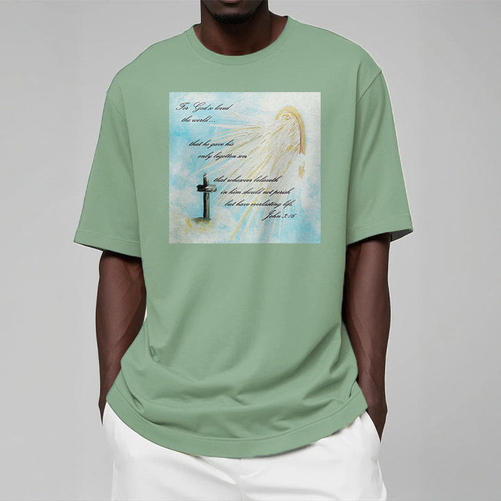 T-shirt à manches courtes Christianartworkshop style classique « Dieu a tant aimé le monde » - image 13