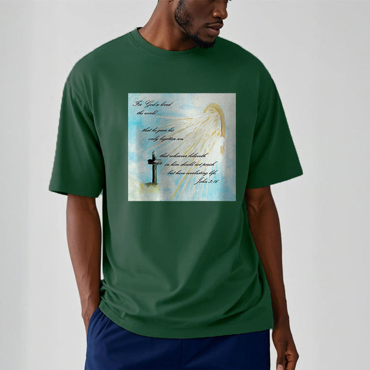 T-shirt à manches courtes Christianartworkshop style classique « Dieu a tant aimé le monde » - image 11