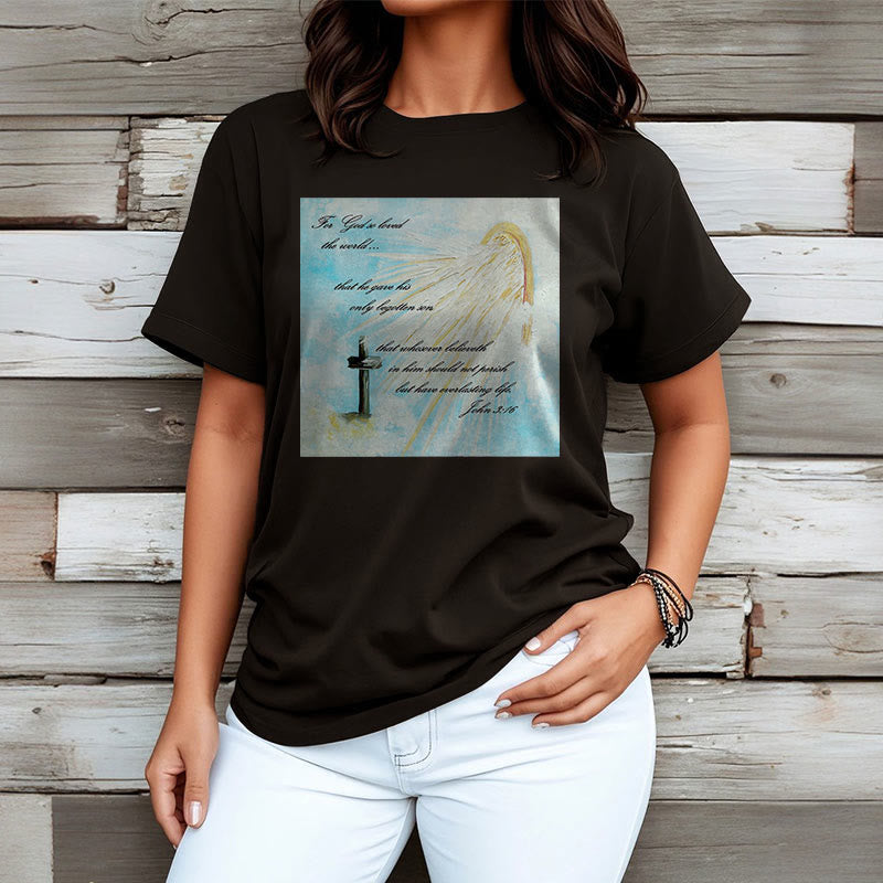 T-shirt à manches courtes Christianartworkshop style classique « Dieu a tant aimé le monde » - image 6