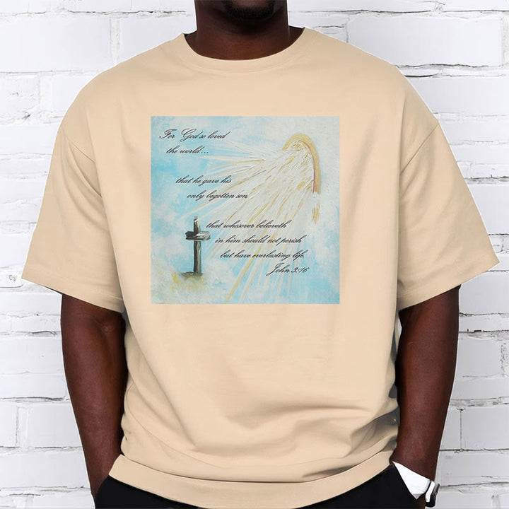 T-shirt à manches courtes Christianartworkshop style classique « Dieu a tant aimé le monde » - image 9