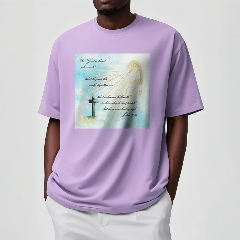 T-shirt à manches courtes Christianartworkshop style classique « Dieu a tant aimé le monde » - image 17