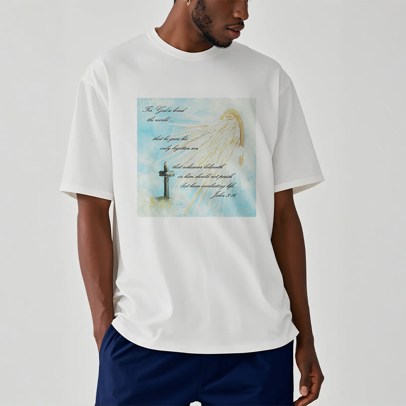 T-shirt à manches courtes Christianartworkshop style classique « Dieu a tant aimé le monde » - image 3