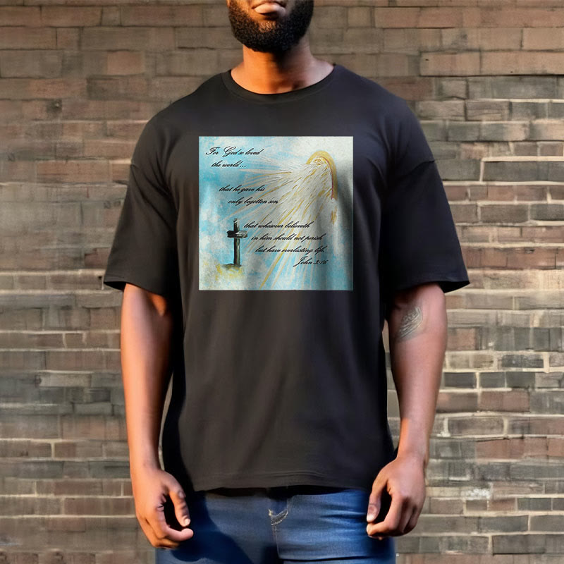 T-shirt à manches courtes Christianartworkshop style classique « Dieu a tant aimé le monde » - image 5