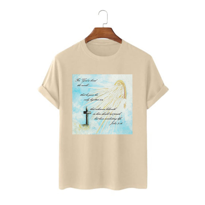 T-shirt à manches courtes Christianartworkshop style classique « Dieu a tant aimé le monde » - Kaki - 2XL - image 8