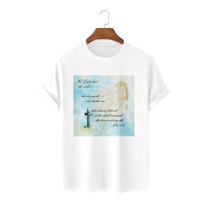T-shirt à manches courtes Christianartworkshop style classique « Dieu a tant aimé le monde » - Blanc - 2XL - image 1