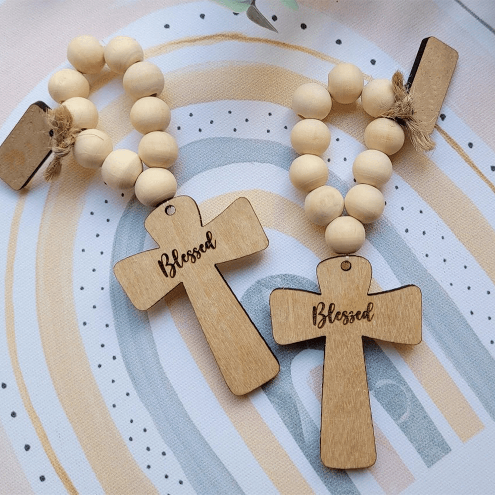 Christianartworkshop Chapelet de poche en bois multifonctionnel pour baptême, prières et décorations de fêtes - image 6