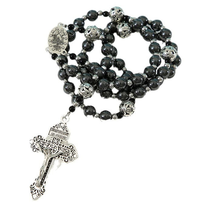 Christianartworkshop Médaille miraculeuse et crucifix en cordon de nylon noir de 8 mm pour calculs biliaires ronds - image 4