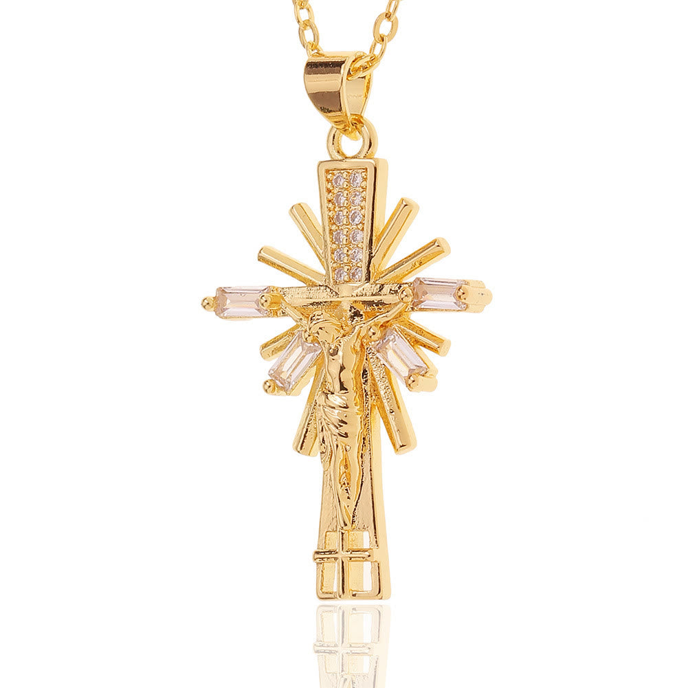 Christianartworkshop Collier pendentif crucifix léger et luxueux orné de diamants - image 3