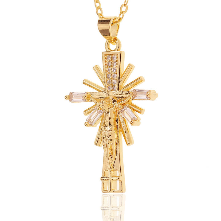 Christianartworkshop Collier pendentif crucifix léger et luxueux orné de diamants - image 3