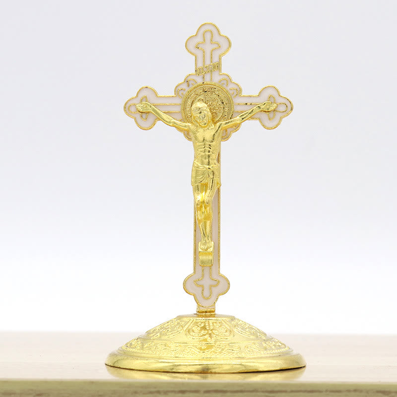 Christianartworkshop Crucifix stéréoscopique en alliage de zinc de style classique - Doré - image 7