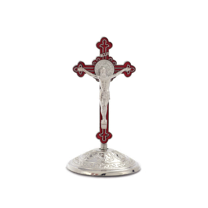 Christianartworkshop Crucifix stéréoscopique en alliage de zinc de style classique - Rouge-argent - image 5