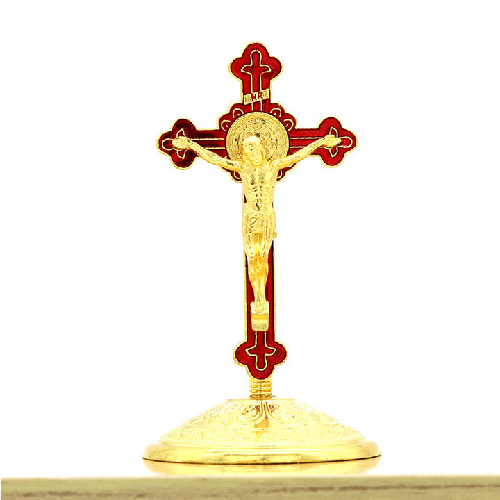 Christianartworkshop Crucifix stéréoscopique en alliage de zinc de style classique - Rouge - image 2