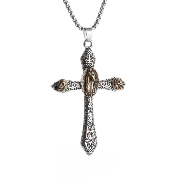 Christianartworkshop Collier crucifix rétro style classique avec pendentif Notre-Dame de Guadalupe - image 5
