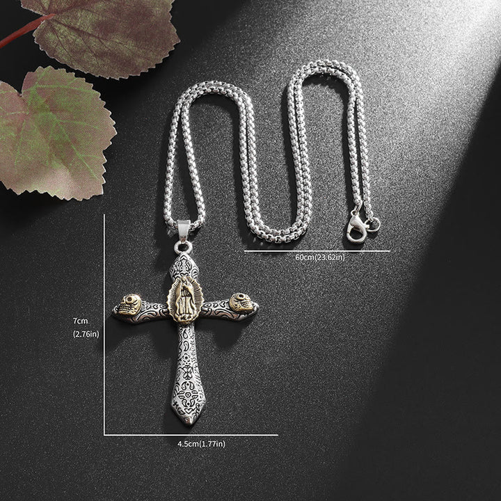 Christianartworkshop Collier crucifix rétro style classique avec pendentif Notre-Dame de Guadalupe - image 4