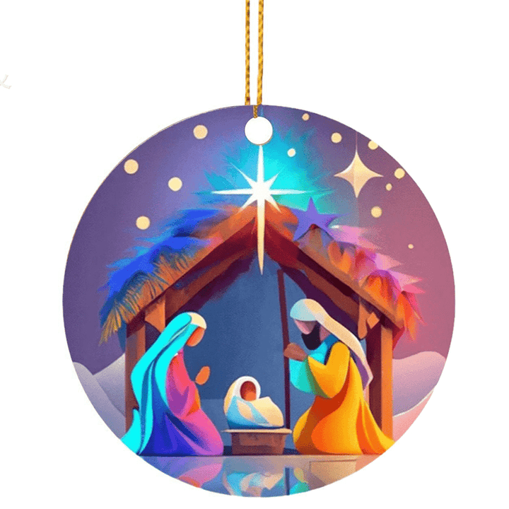 Christianartworkshop Décorations de Noël suspendues, style dessin animé abstrait, représentant la Nativité et la bénédiction C - image 5