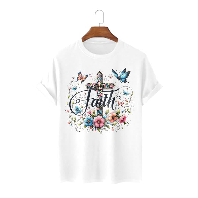 T-shirt à manches courtes Christianartworkshop style bohème fleurs et croix - Blanc - 2XL - image 2