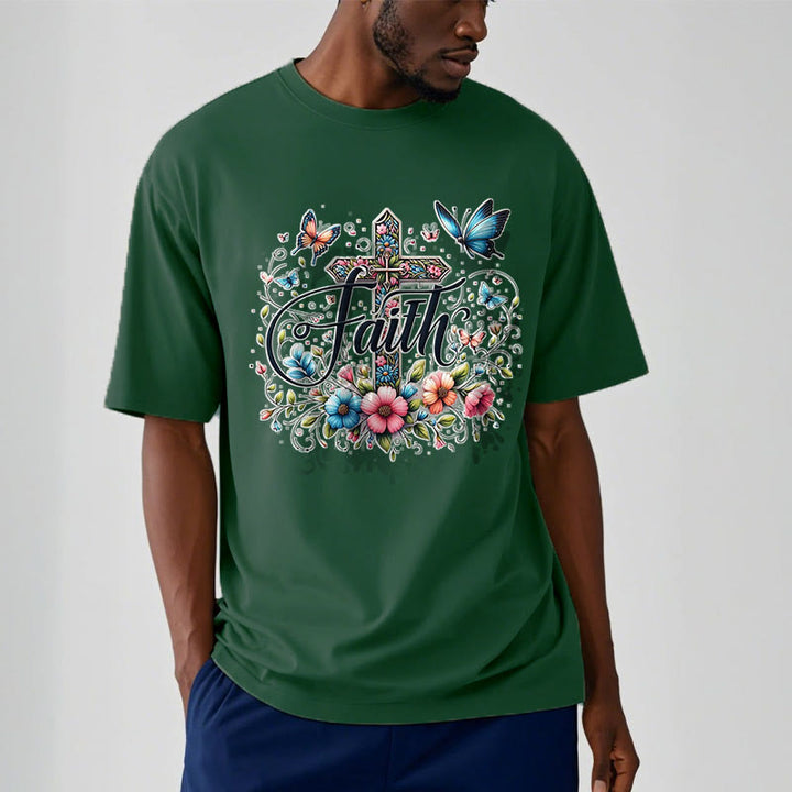 T-shirt à manches courtes Christianartworkshop style bohème fleurs et croix - image 12