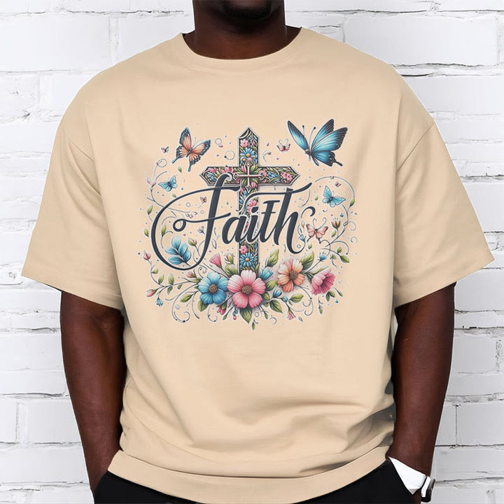 T-shirt à manches courtes Christianartworkshop style bohème fleurs et croix - image 10