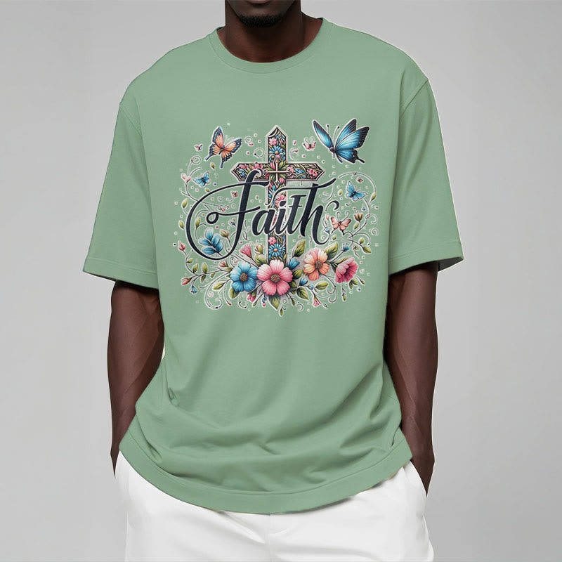 T-shirt à manches courtes Christianartworkshop style bohème fleurs et croix - image 14