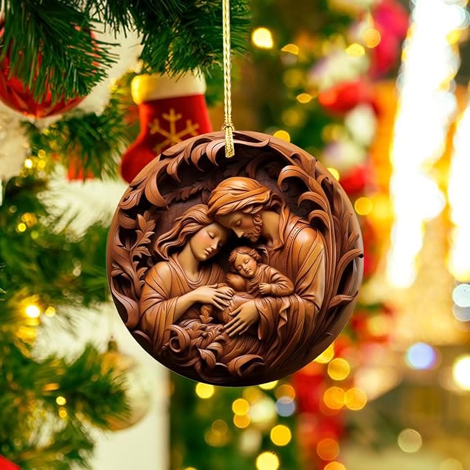 Christianartworkshop Décorations de Noël suspendues de style rétro Nativité A - Céramique - image 0