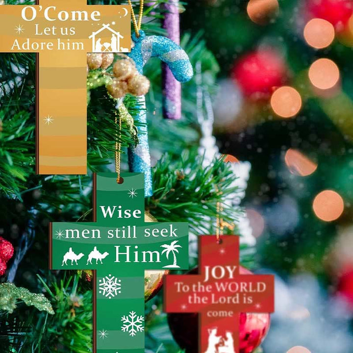 Christianartworkshop Ornements de Noël suspendus en forme de croix, style moderne, inspirés par la foi et l'amour de Jésus - image 1