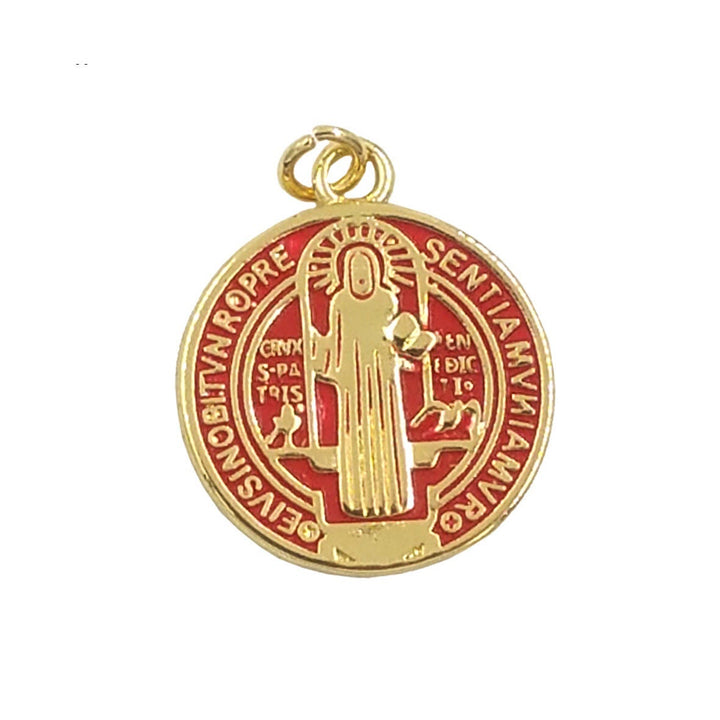 Christianartworkshop Collier pendentif Saint Benoît en laiton plaqué or, style raffiné - Rouge - image 4