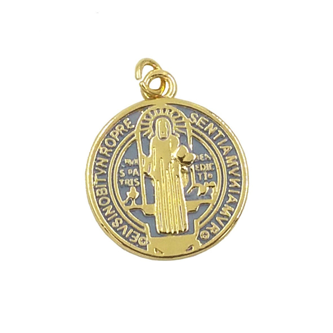 Christianartworkshop Collier pendentif Saint Benoît en laiton plaqué or, style raffiné - image 1