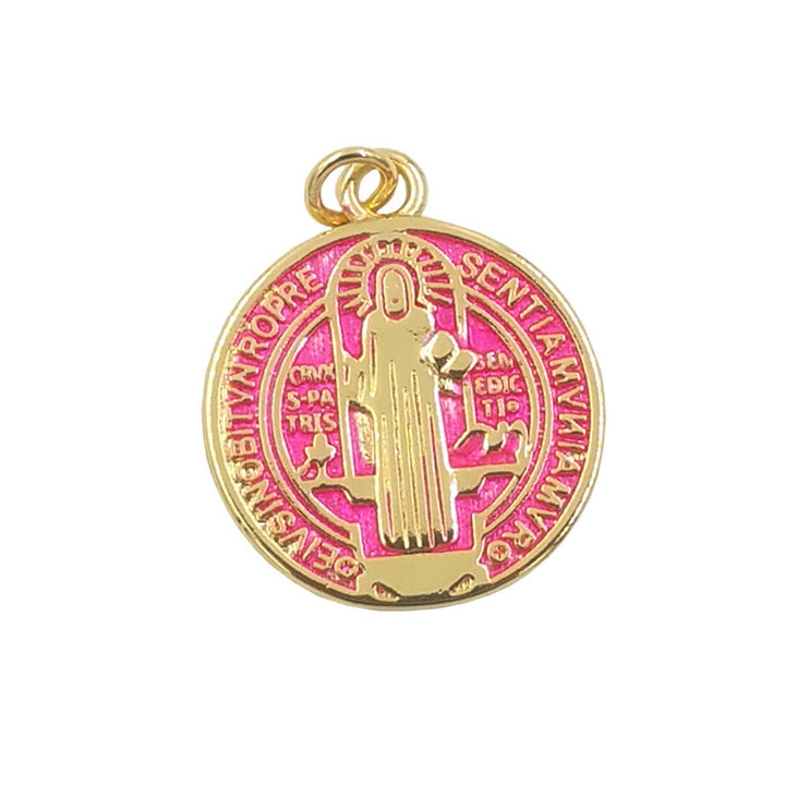 Christianartworkshop Collier pendentif Saint Benoît en laiton plaqué or, style raffiné - image 2