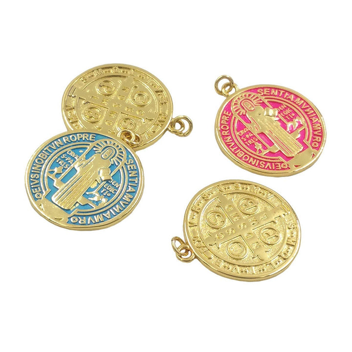 Christianartworkshop Collier pendentif Saint Benoît en laiton plaqué or, style raffiné - image 7