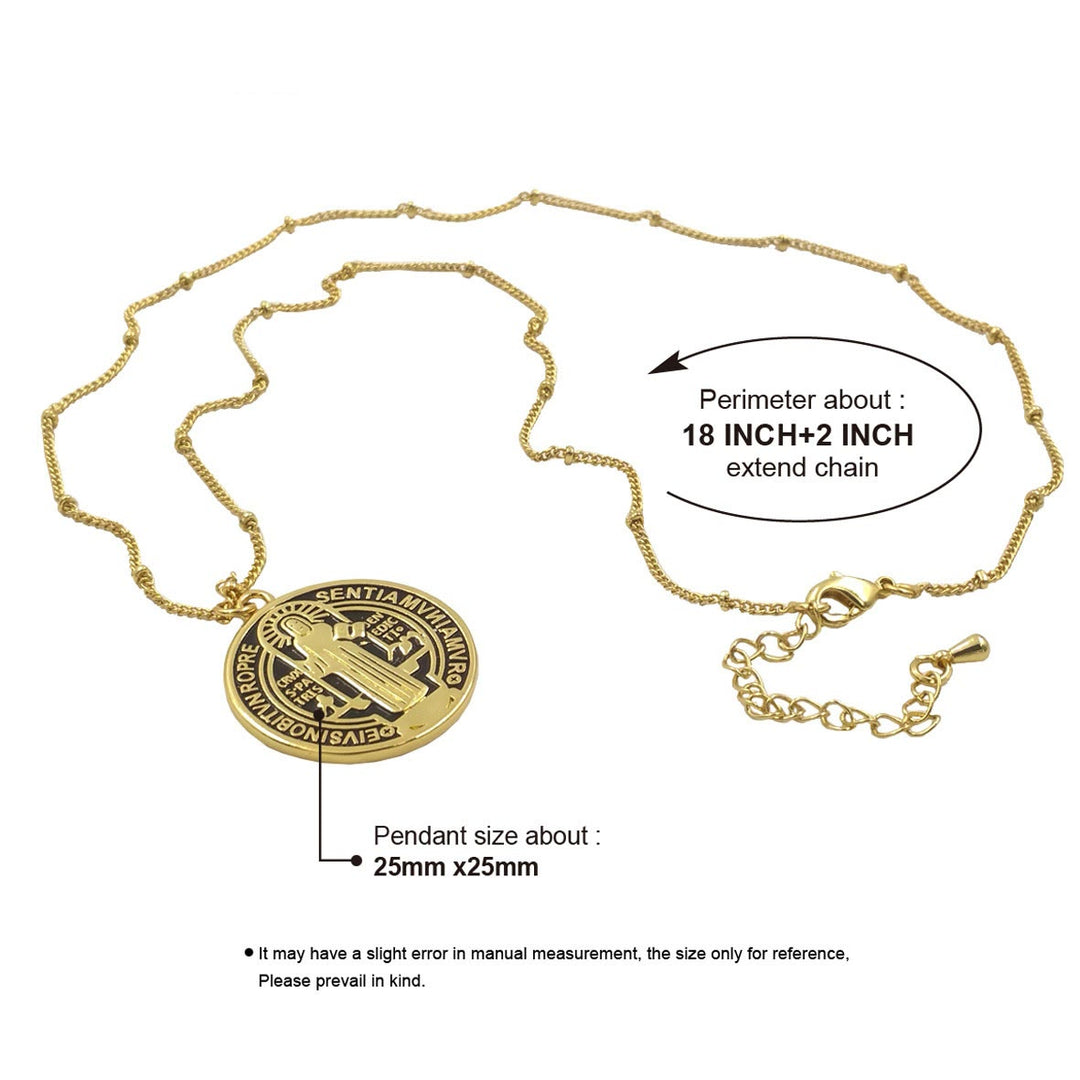 Christianartworkshop Collier pendentif Saint Benoît en laiton plaqué or, style raffiné - image 9