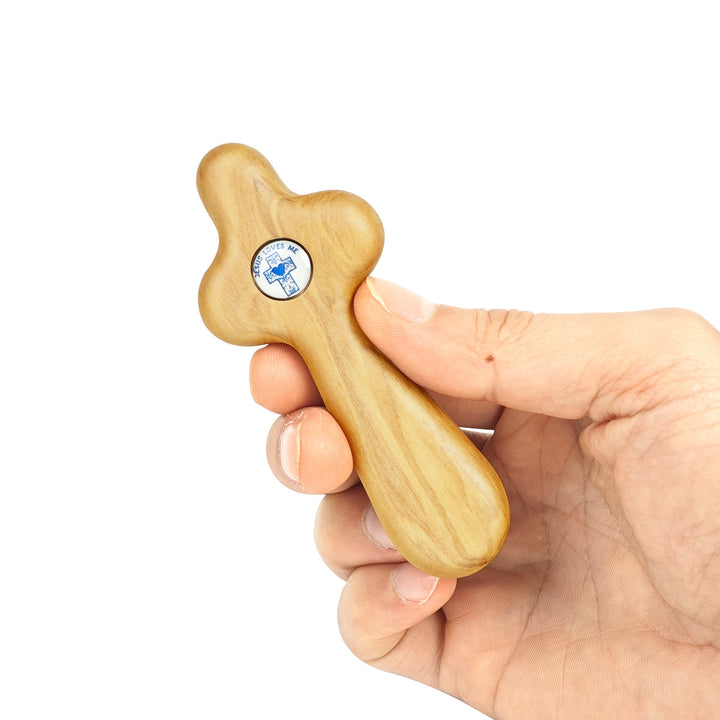 Croix de prière portative en bois d'olivier, style créatif, art chrétien - image 3