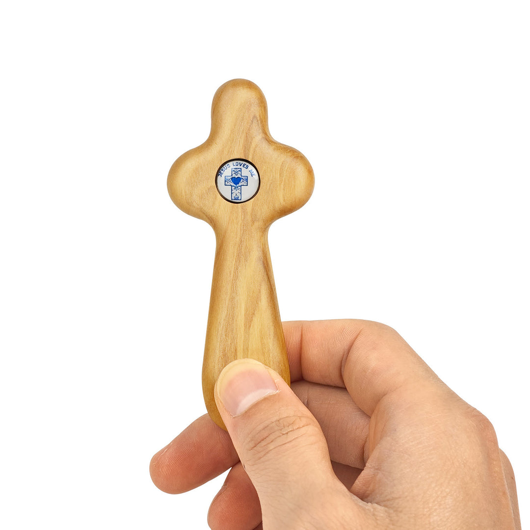 Croix de prière portative en bois d'olivier, style créatif, art chrétien - Parole sainte - image 2