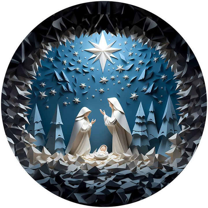 Christianartworkshop Série bleue 10 styles Décorations festives de la Nativité à suspendre H - Crèche - image 0
