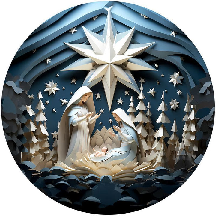 Christianartworkshop Série bleue 10 styles Décorations festives de la Nativité à suspendre I - Crèche - image 0