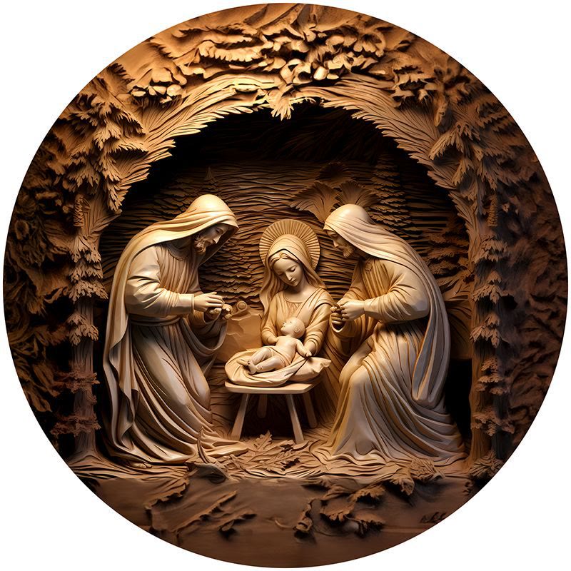 Christianartworkshop Série 8 Styles Marron Crèche Décoration Festive Ornements à Suspendre C - Crèche - image 0