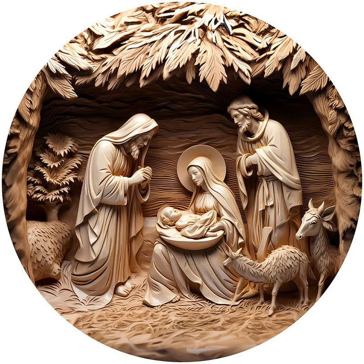Christianartworkshop Série 8 Styles Marron Crèche Décoration Festive du Christ Ornements à Suspendre E - Crèche - image 0