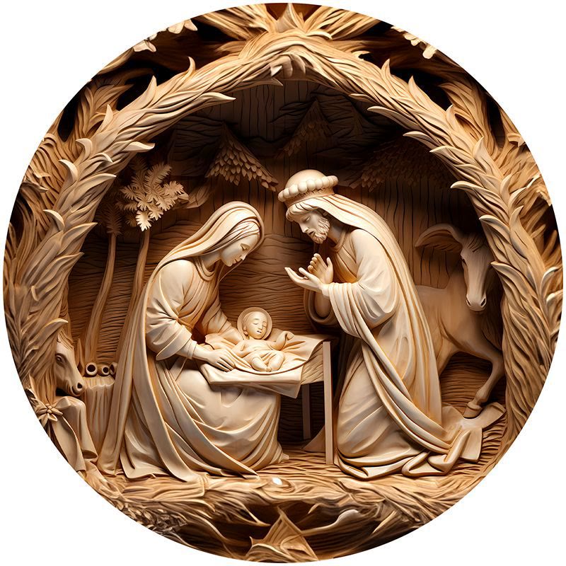 Christianartworkshop Série 8 Styles Marron Crèche Décoration Festive Ornements à Suspendre H - Crèche - image 0