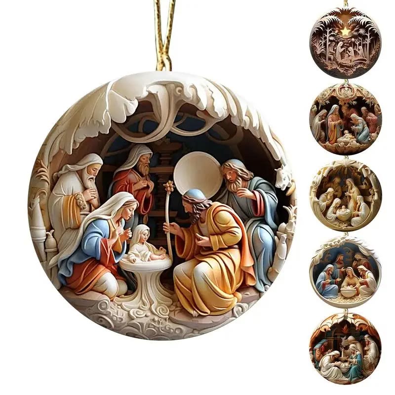 Christianartworkshop Décorations de Noël représentant la Nativité : La naissance de Jésus (6 options) - image 11