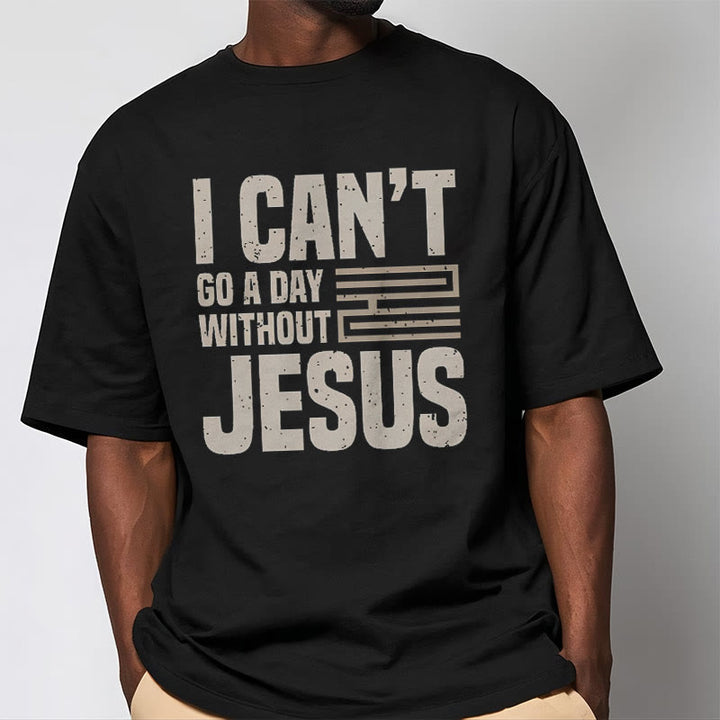 T-shirt à manches courtes Christianartworkshop avec citation « Je ne peux pas passer une journée sans Jésus » - image 2