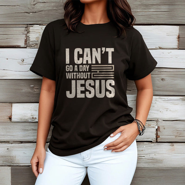 T-shirt à manches courtes Christianartworkshop avec citation « Je ne peux pas passer une journée sans Jésus » - image 1