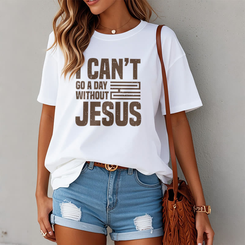 T-shirt à manches courtes Christianartworkshop avec citation « Je ne peux pas passer une journée sans Jésus » - image 5