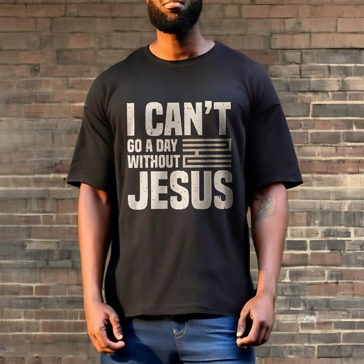 T-shirt à manches courtes Christianartworkshop avec citation « Je ne peux pas passer une journée sans Jésus » - image 3