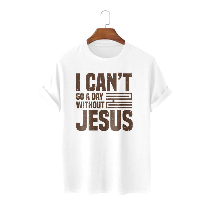 T-shirt à manches courtes Christianartworkshop avec citation « Je ne peux pas passer une journée sans Jésus » - Blanc - 2XL - image 4