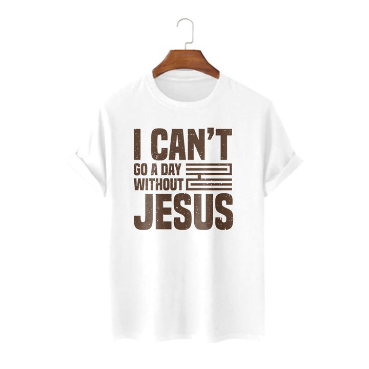 T-shirt à manches courtes Christianartworkshop avec citation « Je ne peux pas passer une journée sans Jésus » - Blanc - 2XL - image 4