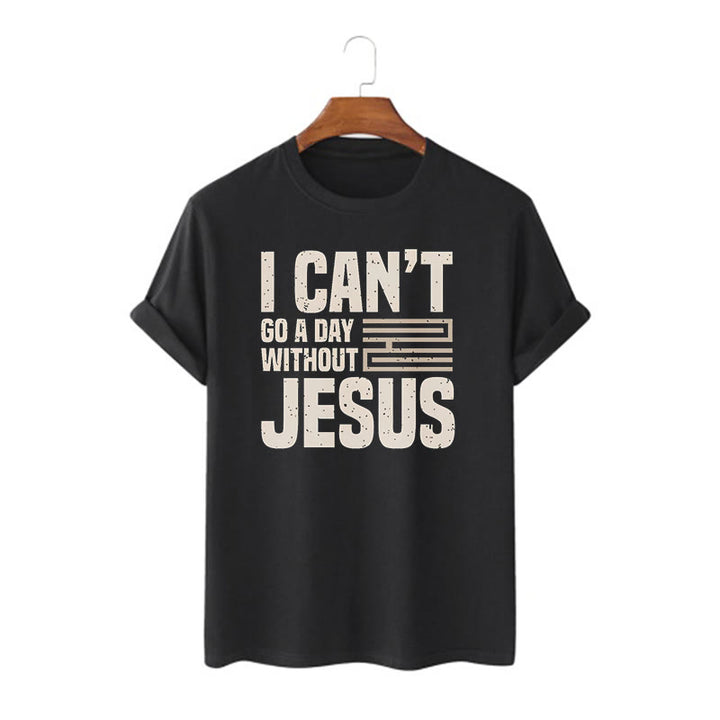 T-shirt à manches courtes Christianartworkshop avec citation « Je ne peux pas passer une journée sans Jésus » - Noir - 2XL - image 0