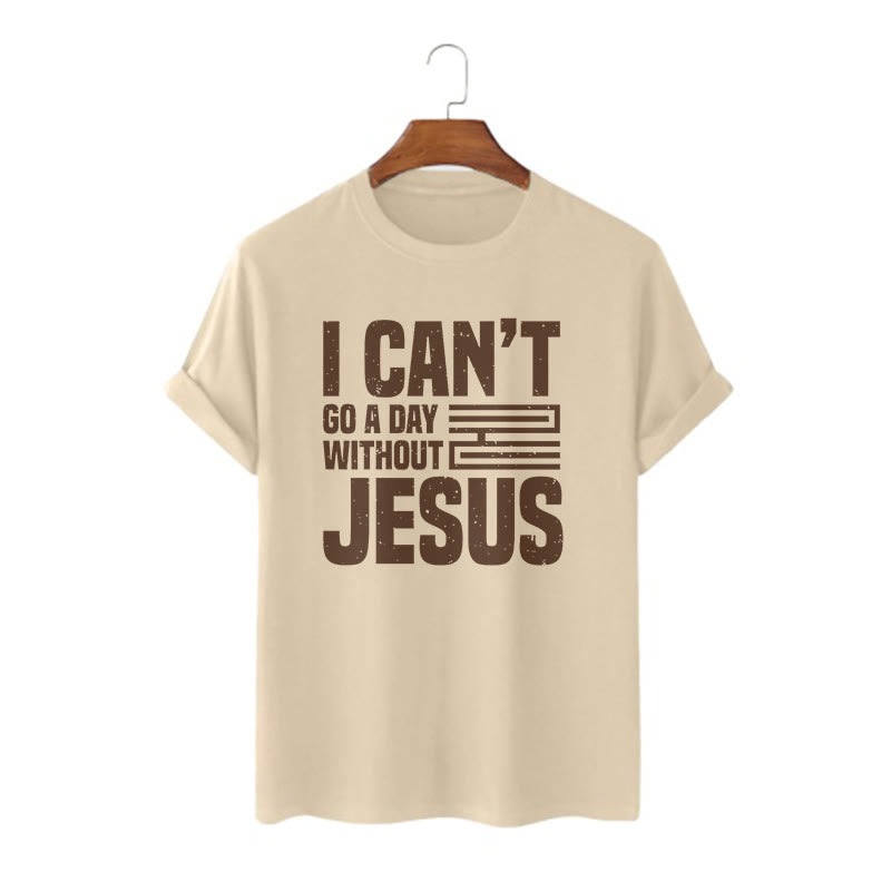 T-shirt à manches courtes Christianartworkshop avec citation « Je ne peux pas passer une journée sans Jésus » - Kaki - 2XL - image 7