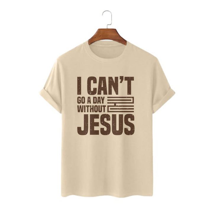 T-shirt à manches courtes Christianartworkshop avec citation « Je ne peux pas passer une journée sans Jésus » - Kaki - 2XL - image 7