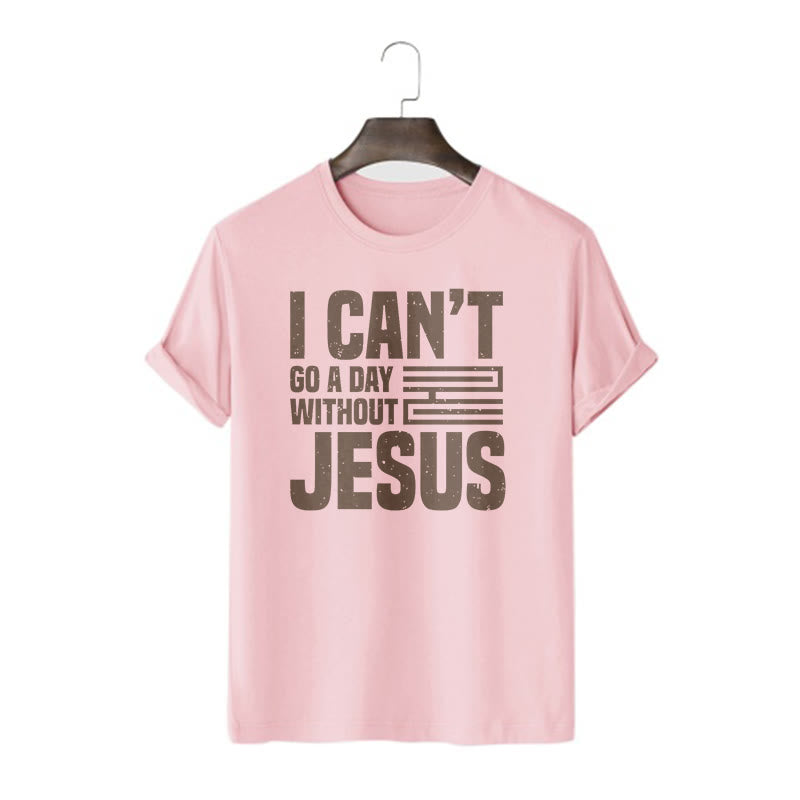 T-shirt à manches courtes Christianartworkshop avec citation « Je ne peux pas passer une journée sans Jésus » - Rose - 2XL - image 13