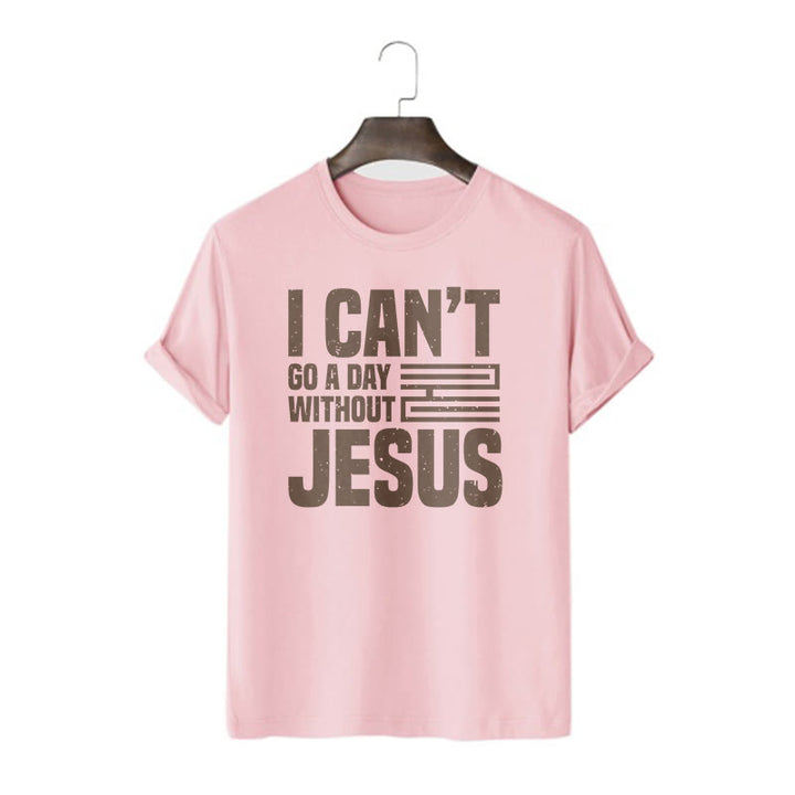 T-shirt à manches courtes Christianartworkshop avec citation « Je ne peux pas passer une journée sans Jésus » - Rose - 2XL - image 13